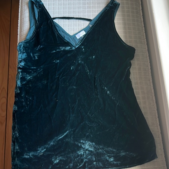ECRU green velvet top - Picture 1 of 4